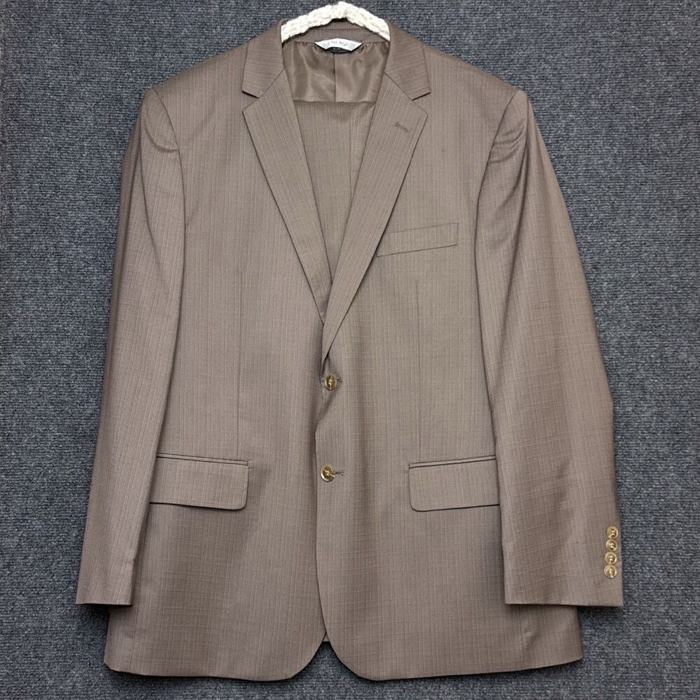 Lineage Mens Performance Stretch 2-Piece Suit Brown 44R  38R Modern Fit